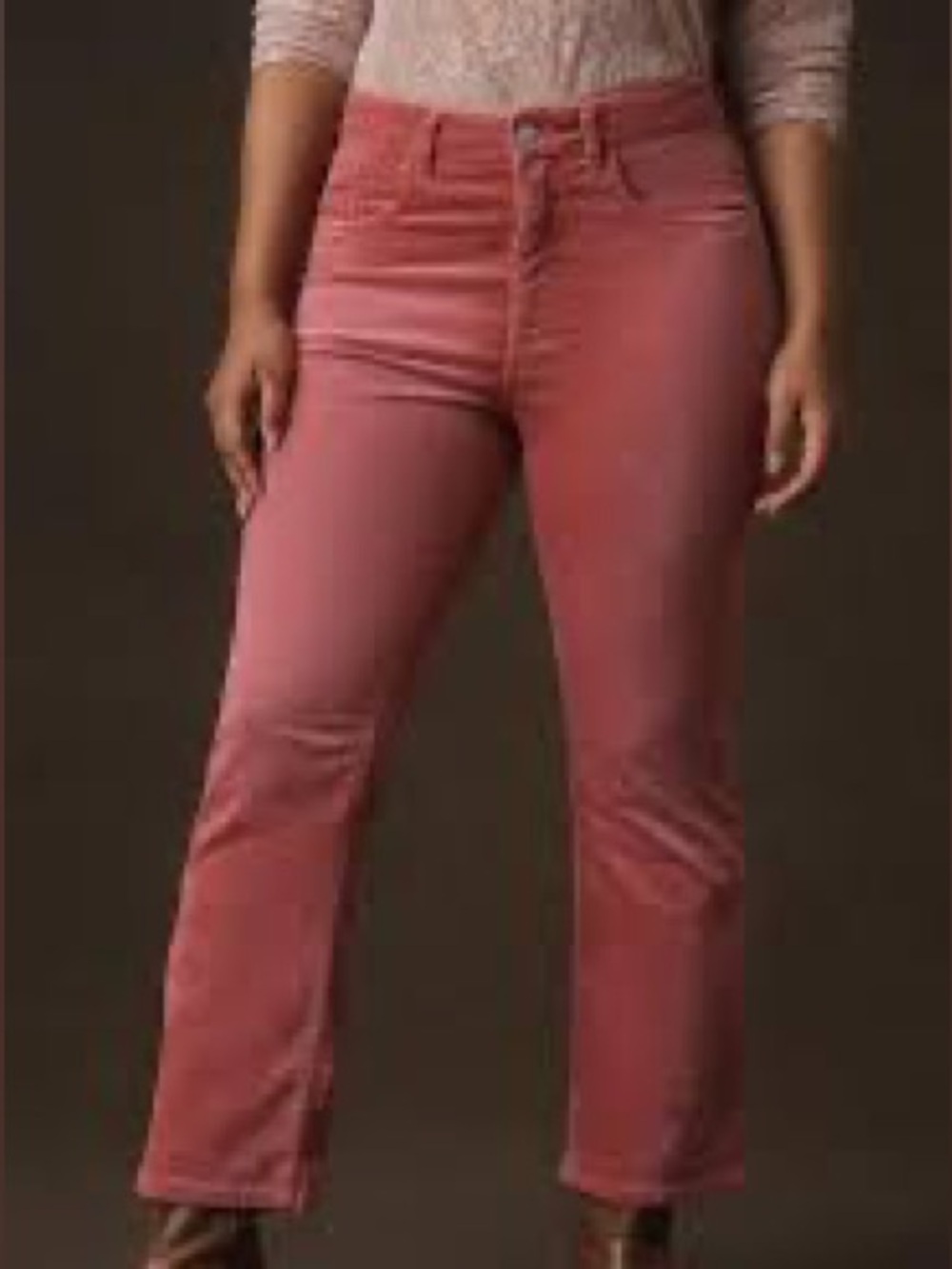 PILCRO The Yaya Mid-Rise Corduroy Crop Flare Jeans Size 32 Pink